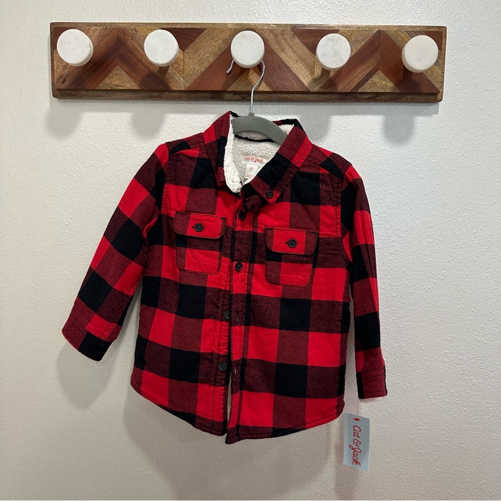 Red Plaid Buffalo Kids Shepard lining jacket by Cat & Jack. Boys size 2T